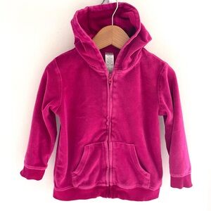 4/$20💥Velour Zip Up Hoodie Sweatshirt, Bright Magenta Pink, Front Pockets
